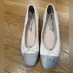 Paul Mayer Attitudes Quilted Ballet Flats - White and Gray